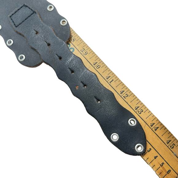 VTG EXPRESS Belt Women\'s Black Leather Wide Hammered Buckle Western Y2K Italy main image 9